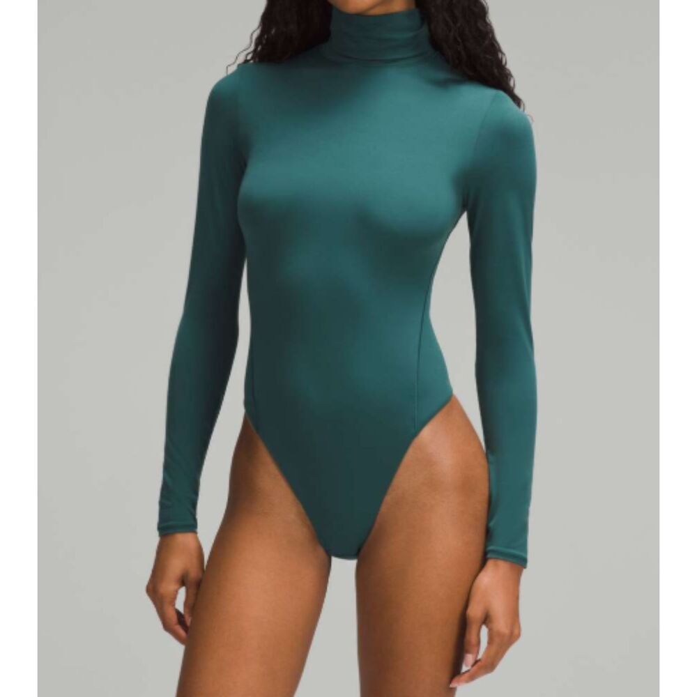 Lululemon Wundermost Ultra-Soft Nulu Turtleneck Bodysuit, Storm Teal, Size L